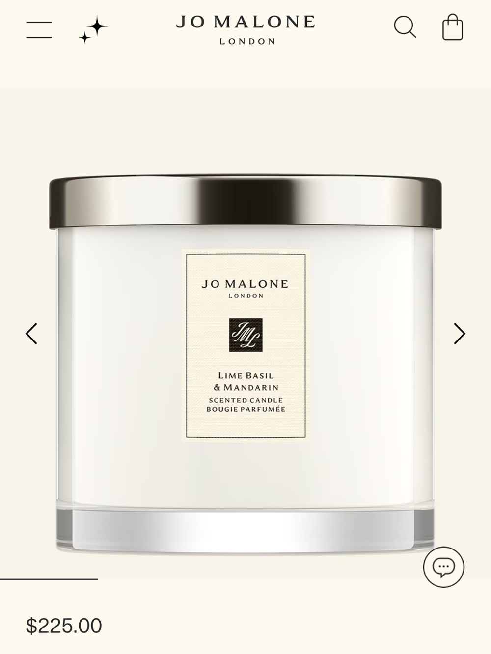 Jo Malone White Candle with Silver Lid